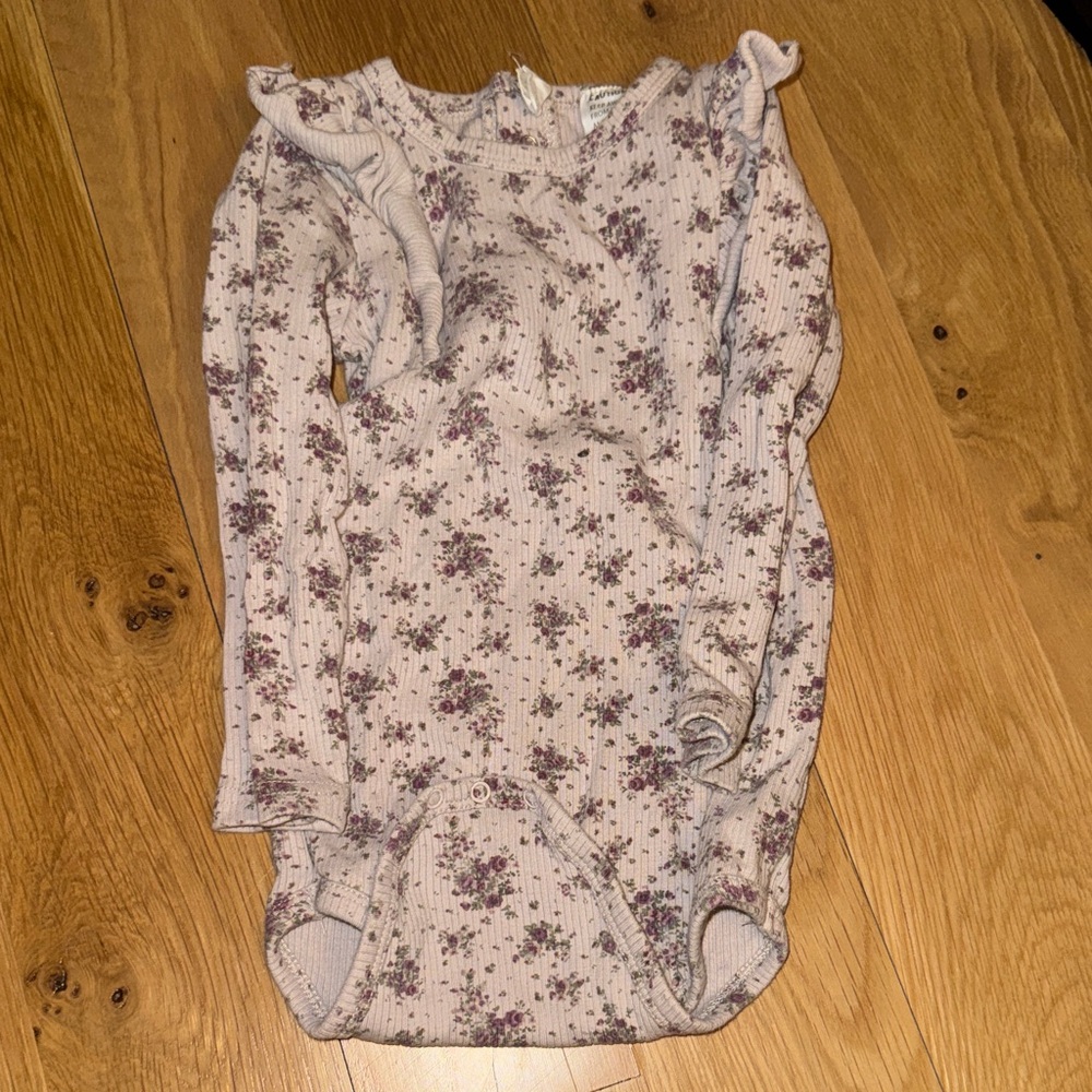 Jamie Kay Floral Long Sleeve Bodysuit - Cream and Purple
